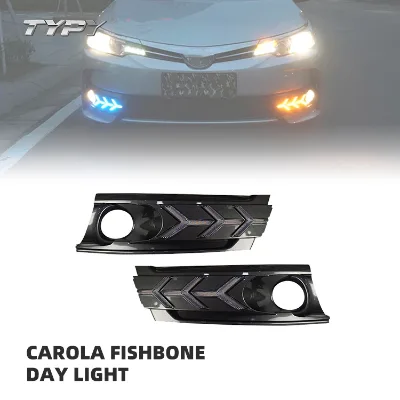 Fishbone Drl Turn Signal Daytime Running Lights Daylight for Toyota Carola 2016 2017 2018 2019
