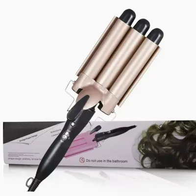 Professional Grade Hairdressing Tools Triple Barrels Ceramic Tourmaline Hair Curler Curling Iron for Beleza