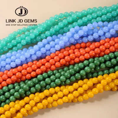 JD Brand Wholesale Multicolor Imitation Jade Opaque Glass Beads 4mm 6mm 8mm 10mm for DIY Jewelry Making Bracelet