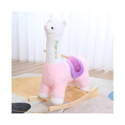 Wooden Rocking Horse Plush Rocking Toy/custom Plush Rocking Horse Ride on Animal Horse Toy