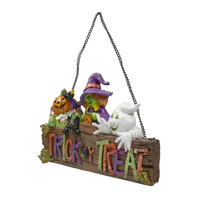 Trick or Treat Pumpkin Ghost and Witch Wall Decor Halloween Decoration