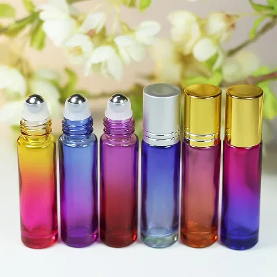 Wholesale 10ml blue two color gradient roll on bottle with metal roller