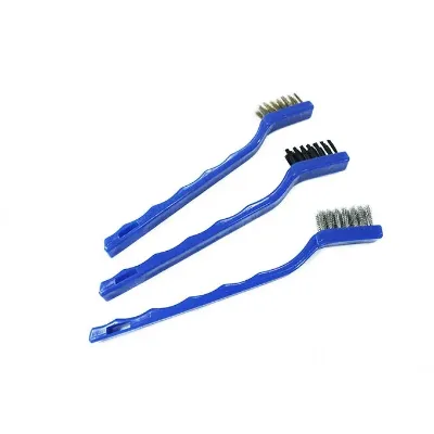CARCATICZ 3pc Mini Wire Brush Set Brass Brush Cleaning Set for Welding Slag and Rust Nylon Cleaning Brush