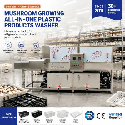 Tunnel Type Mushroom Plastic Crate Washer High Temperature Sterilization Transport Box Cleaner for Mushroom Factory