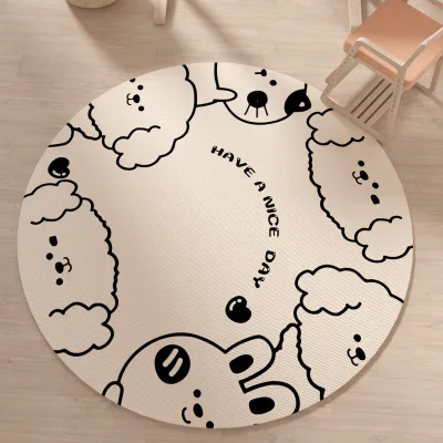 Cute Cartoon Washable Round Pet Floor Mat Home Art Deco Pet Carpet