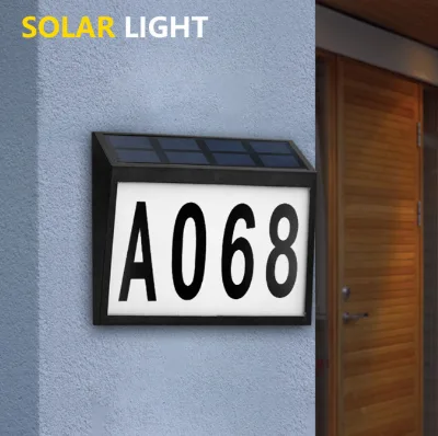 LED Solar Address Sign House Number Illuminated Solar Address Plaque Street Outside Garden Driveway Solar Door Number with Light