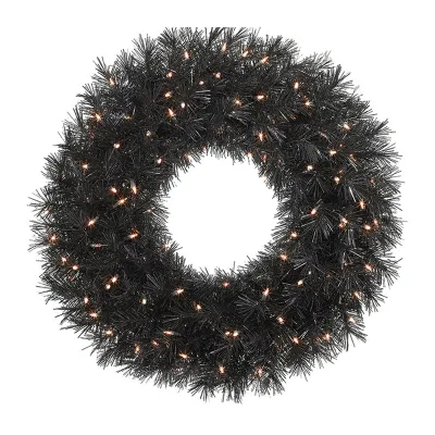 Manufacturers Wholesale 60cm Black Pvc Mixed Luminous Christmas Decoration 200 Branches Wreath Garland Wreath