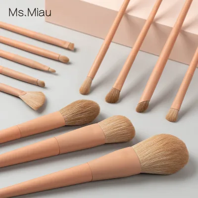 Warm Orange-yellow High-quality Fiber Hair Vegan Synthetic Hair Professional Makeup Brush Set