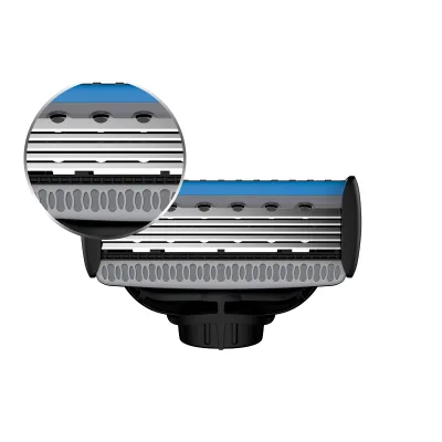 Galaxy Blue 5+1 Blades 2 Cartridges Refill 5 Washable Blade Shaving System Razor Stainless Steel Blade