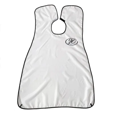 Adjustable White Nylon Bib for Shaving Waterproof Polyester Beard Apron with Suction Cups Waist Type for Cleaning BBQ Painting