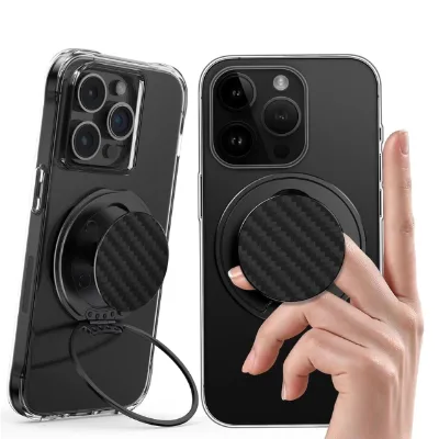 Aramid Fiber Magnetic Ring Holder with 360 Rotation Finger Kickstand Phone Grip Compatible with iPhone and Samsung Smartphones