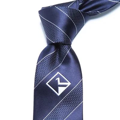Custom Corbata Cravat Microfiber Woven Jacquard Skinny Mens Navy Blue Stripe Neck Ties Necktie Tie for Men