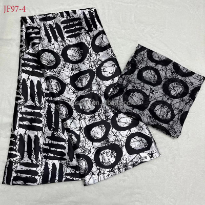 JF97  African Silk Wax Fabric Lace Print Fabric High Quality African Silk Satin Wax for Dress 4+2yards