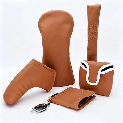 Factory Wholesale Blank Golf Wood Headcover Set #3 #5 #Plain Matte Pu Leather for Logo Golf Putter Cover Custom