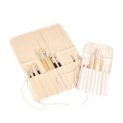 Brushes Not Included Customized Cotton Natural Color Brush Holder Canvas Kids Paint Brush Tool Bag