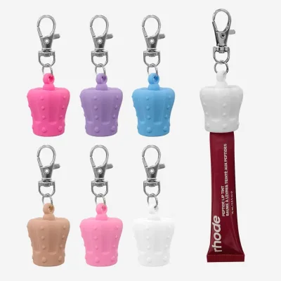 Portable Silicone Lip Balm Keychain Cap Universal Lip Gloss Holder for Multi-Brands Lip Gloss Cap