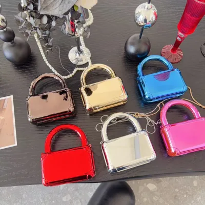 Retro Acrylic Bright Surface Shoulder Bag Candy Color Cute Korean Style Banquet Chain Bag Short Handle Lipstick Party Bag Gift