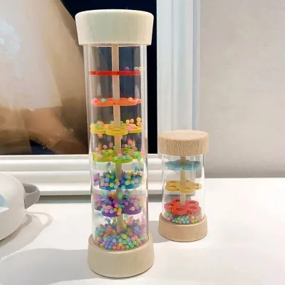 Wooden Rain Tube Montessori Coordination Game Wooden Rain Sound Tube Hourglass Game