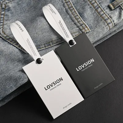 New Printed Anti-tamper Tags Custom Printed Garment Labels Personalized Rectangular Hang Tags for Men's Women's Children's