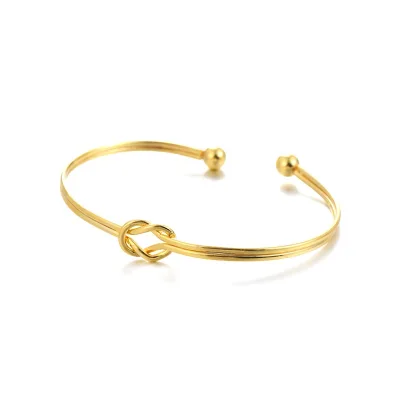 Women Alloy Bracelet Open Cuff Knotted Style Trendy Minimalist Design for Daily Wearing Wholesale