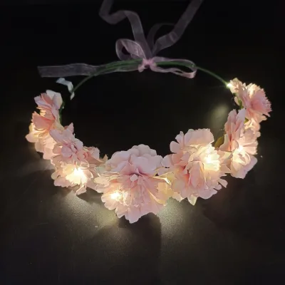 Bride Wedding Accessories LED Glow Beautiful Luminous Handmade Rose Flowers Pink White Yellow Led Flower Crown Headband