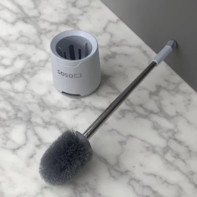Wholesale Eco-Friendly Sustainable Cleaning Plastic Toilet Brush Simple Style Non-Slip Handle with Round Holder
