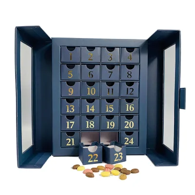 2022 Custom Logo Printed Gift Packaging Luxury Advent Calendar Christmas Box