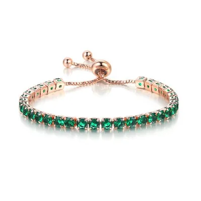Hot Selling Custom Round Zircon Single Row Full Diamond Adjustable Crystal Tennis Bracelet for Women