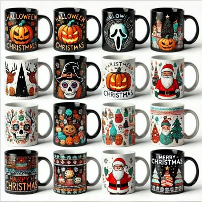 Snw Wholesale 11Oz Sublimation Blank Custom LogoHalloween Christmas Gifts Ceramic Coffee Mug With Handle