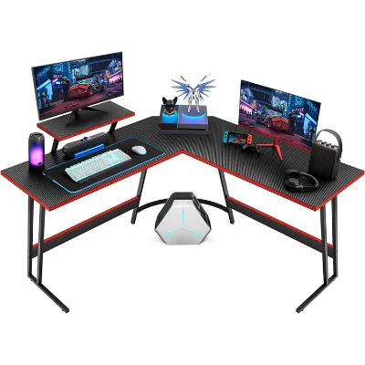 Customized Modern Foldable Wooden L-Shaped RGB Gaming Computer Desk Study Writing Corner Home Office Laptop Table Easy Assembly