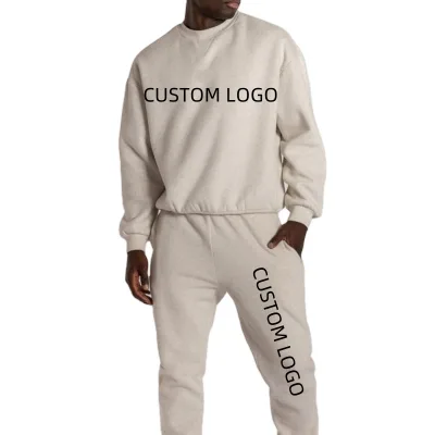 Custom Sweatpants and Sweatshirt Sets Two Piece Fleece Sweat Suits Cotton White Men Jogger Sports Tracksuit for Men