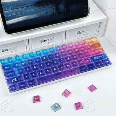 Rainbow Series PC Frosted Mechanical Keycaps Ai3D Process OEM Height Compatible Wooting Maike Digital-analog Hybrid Switches