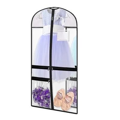 Dance Costume Bags Foldable Garment Bags With 3 Zipper PVC Pockets for Shoes and Accessories Suit Garment Cover for Dresses