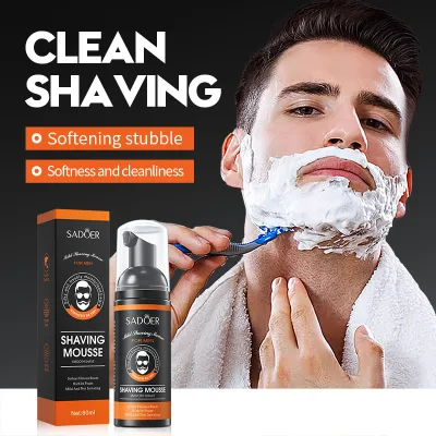 Dropshipping 60ml Organic Glycerin Aloe Vera Foam Cleansing Anti-Dandruff Beard Balm Soften Fresh Smooth Men's Daily Shaving M