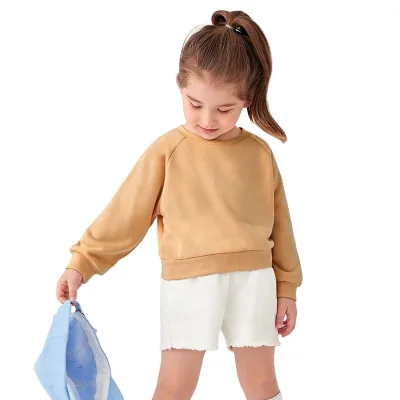 Sustainable Bamboo Cotton Crew Neck Sweatshirt for Girls Eco-Friendly Winter Pajama Girl's Pullover Style