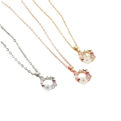 Fashion  Exquisite Gold Silver Rose Gold  Butterfly Flower Pearl Shell Clavicle Chain Pendant Necklace for Women