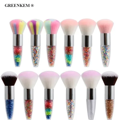 Professional Colorful Diamond Handle Nail Cleaning Brush Care Soft Remove Makeup for Nails Remove Tool Nail Dust Brushes