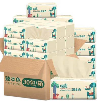 Natural Bamboo Hypoallergenic Facial Tissues Ultra Gentle Soft Pack Factory Supply Customizable