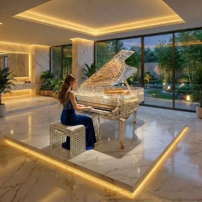 Luxury Rainbow Ice Crystal Piano for European Style Fashion Show and Runway Event Decoration