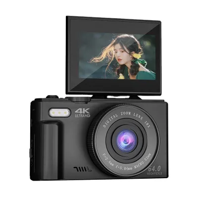 4K Digital Camera for Photography Digital Zoom Camera Compact Vlogging Camera 3'' 180° Flip Screen with Flash