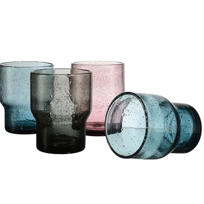 Glass Colored Water Cup Nordic Style High Quality Lead-free Vintage Dishwasher Safe Food Safe Customized Color Logo for Home Bar