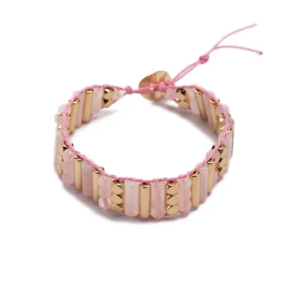 Boho Rose Quartz Amethyst Wrap Bracelet Mix Natural Stones Beaded Bracelet Find Love Self-Love Inner Healing Peace Crystal Gift