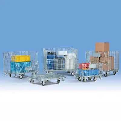 Customized & Standard Sizes Mobile Heavy Duty Galvanized Foldable Collapsible Metal Storage Wire Mesh Container