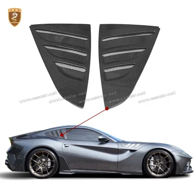 3K Carbon Fiber Rear Triangle Window Shark Gills Decorative Rear Side Glass Blinds for Ferrari F12