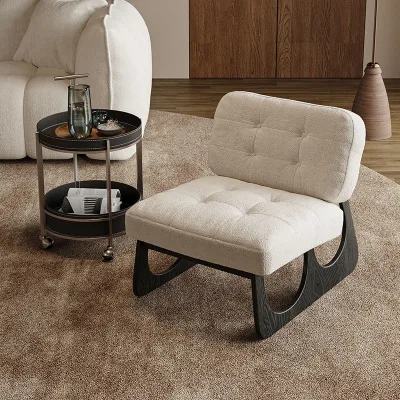 Casual Single Sofa Chair Shaped Minimalist Designer Solid Wood Nordic Italian Style Retro Living Room Small Apartment