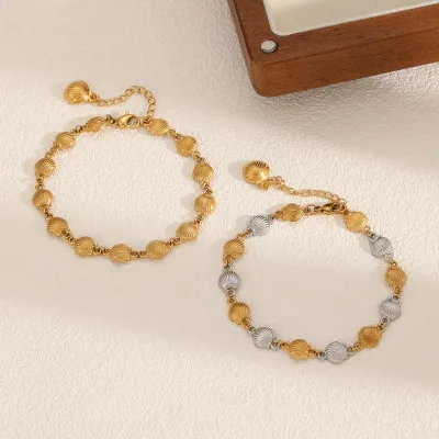 Ocean Style Stainless Steel Seashell Spliced Bracelets 18K PVD Gold Plated Nontarnish Bracelets Women Fashion Romantic Jewelry