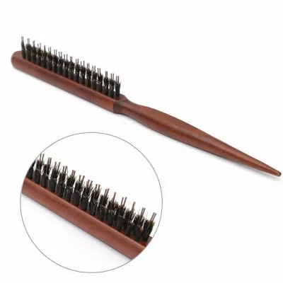 New Design Portable Convenient High End Thin Wooden Nylon Needle Boar Bristle Edge Control Hair Brush Comb