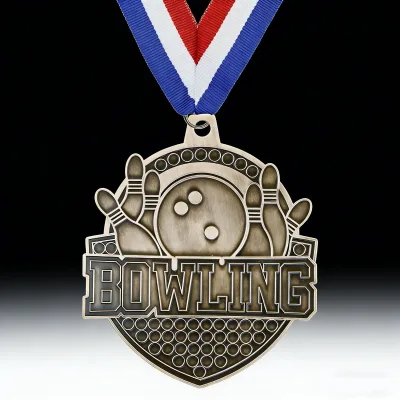 Customized Bowling Competition Medal Free Design Personal Collection Anniversary Medal High Quality Ball Sport Medal with Ribbon