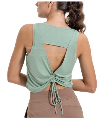 Spring and Summer New Modal Skin-friendly Breathable Drawstring Hollow Beauty Back Personality Versatile Crew Neck Casual Vest
