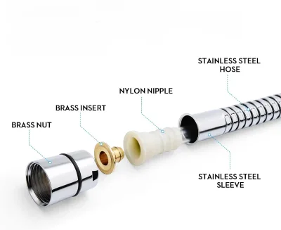 Shower Hose, 1.5m Extra Long Stainless Steel Handheld Shower Head Hose with Brass Insert and Nut - Durable and Flexible(Chrome)
